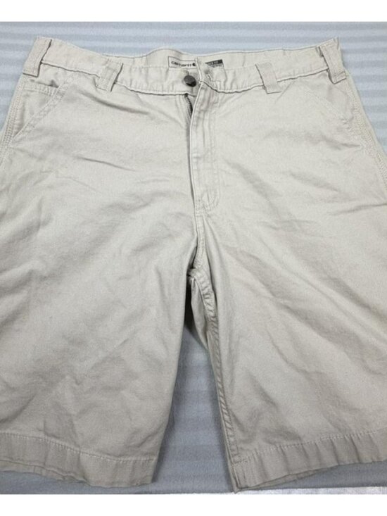Carhartt Shorts Mens 36 Khaki Tan Rugged Flex Relaxed Fit Canvas Work Utility - Picture 1 of 12